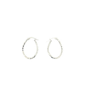 30108 14K 1'' WHITE GOLD DIAMOND CUT WAVY HOOPS