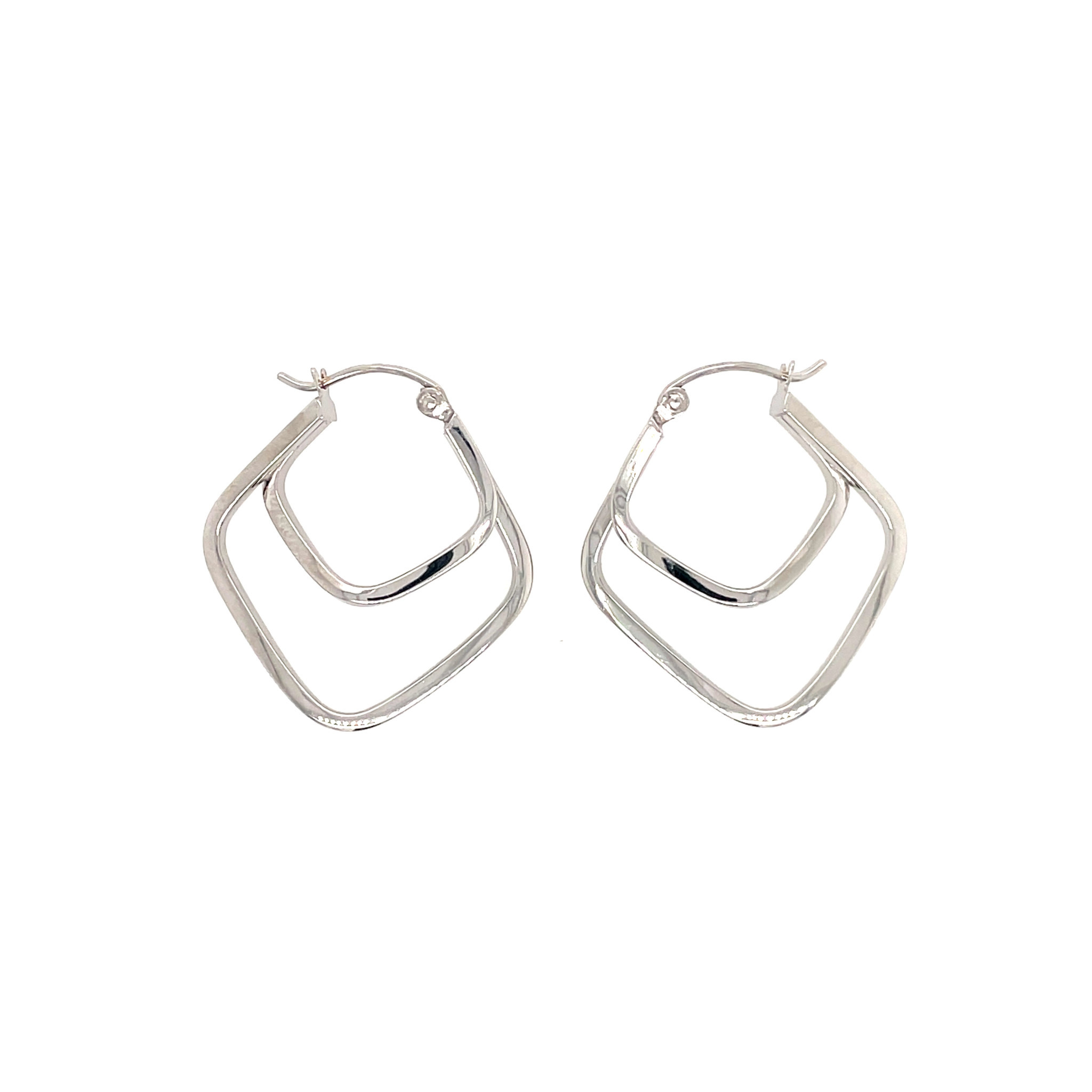 30086 14K 1'' WHITE GOLD HIGH POLISHED OPEN RHOMBUS SHAPE HOOPS