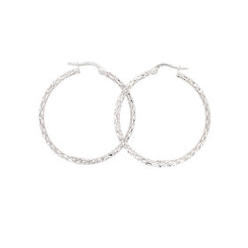 30029 14K 1.25''WHITE GOLD OPEN-CUT HIGH POLISHED HOOPS