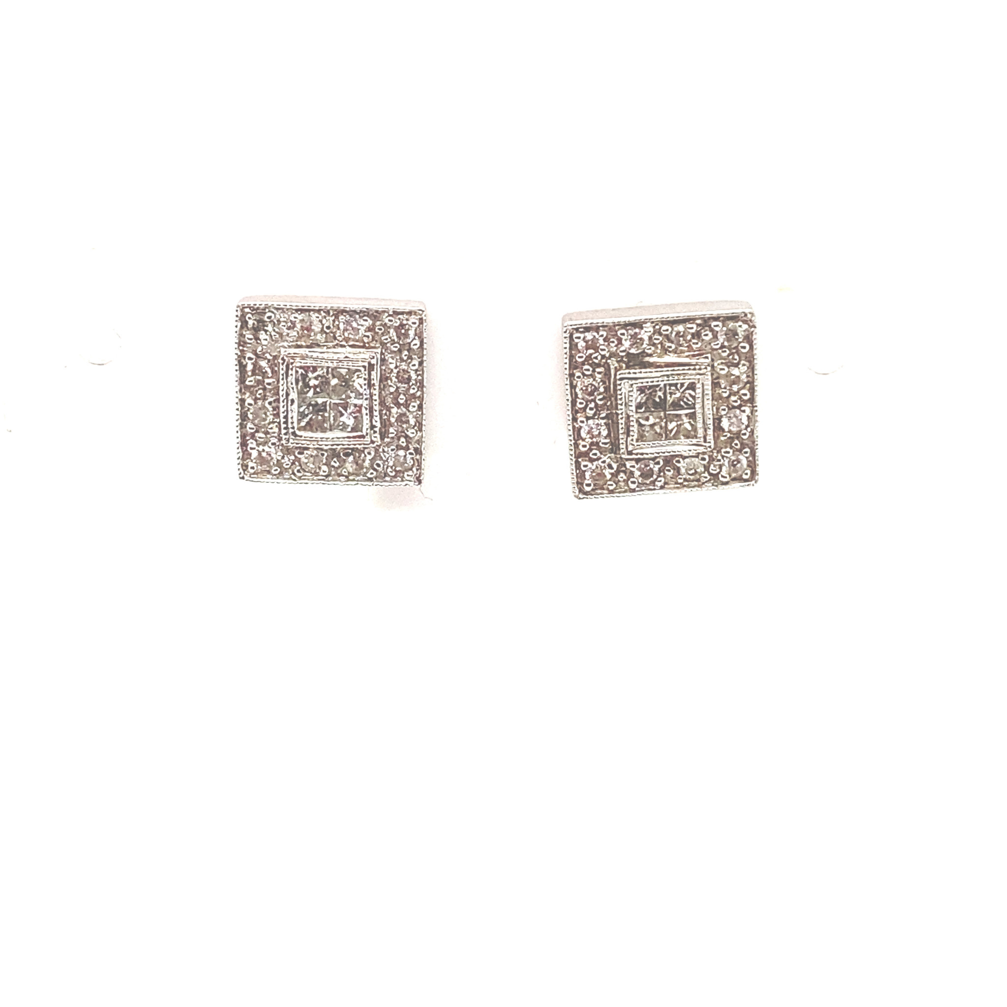 30217 14K WHITE GOLD .50CT DIAMOND DOUBLE SQUARE STUDS