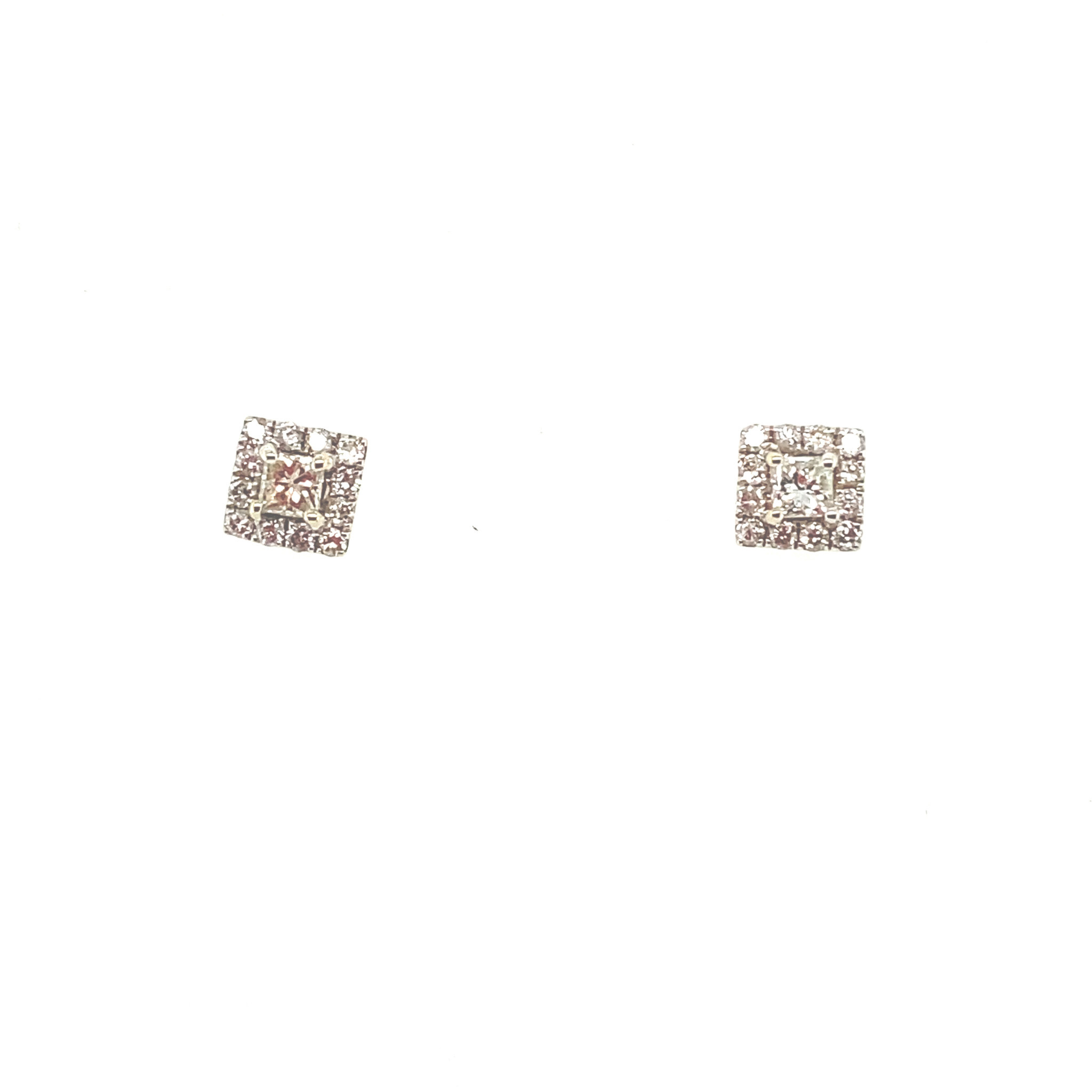 32092 14K WHITE GOLD .40TCW DIAMOND PRINCESS CUT HALO STUDS