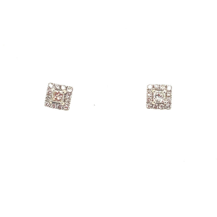 32092 14K WHITE GOLD .40TCW DIAMOND PRINCESS CUT HALO STUDS