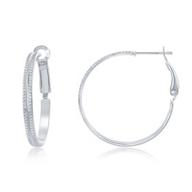 80926 STERLING SILVER DOUBLE RIDGE  .30 MM HOOPS