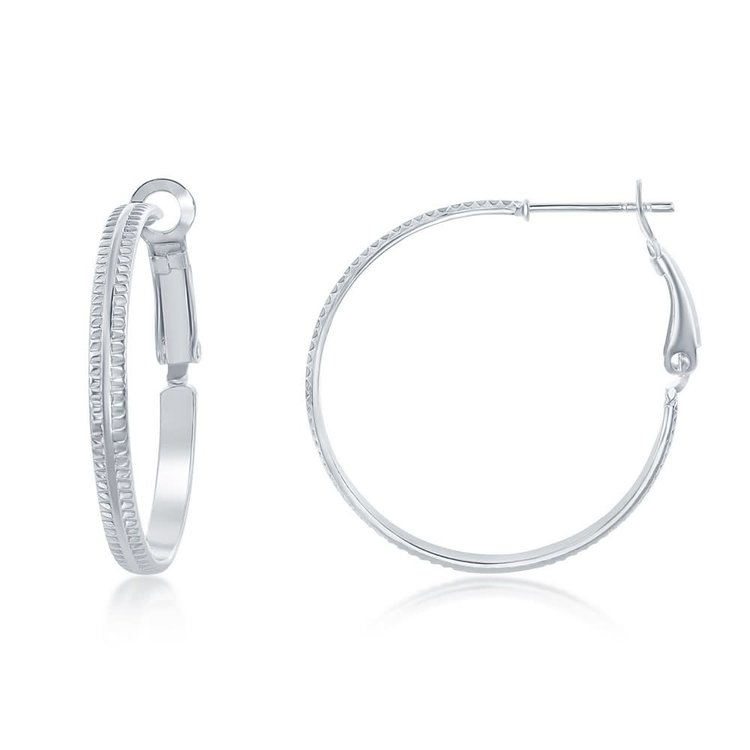 80926 STERLING SILVER DOUBLE RIDGE  .30 MM HOOPS