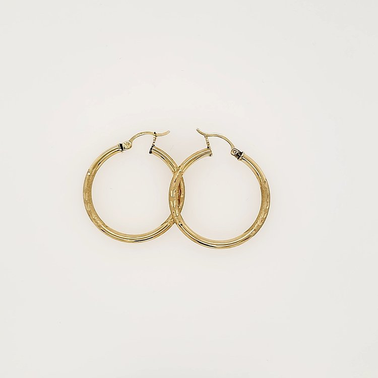 31978 14K YELLOW GOLD 1.25"- 3.25MM HIGH POLISH TUBE HOOPS