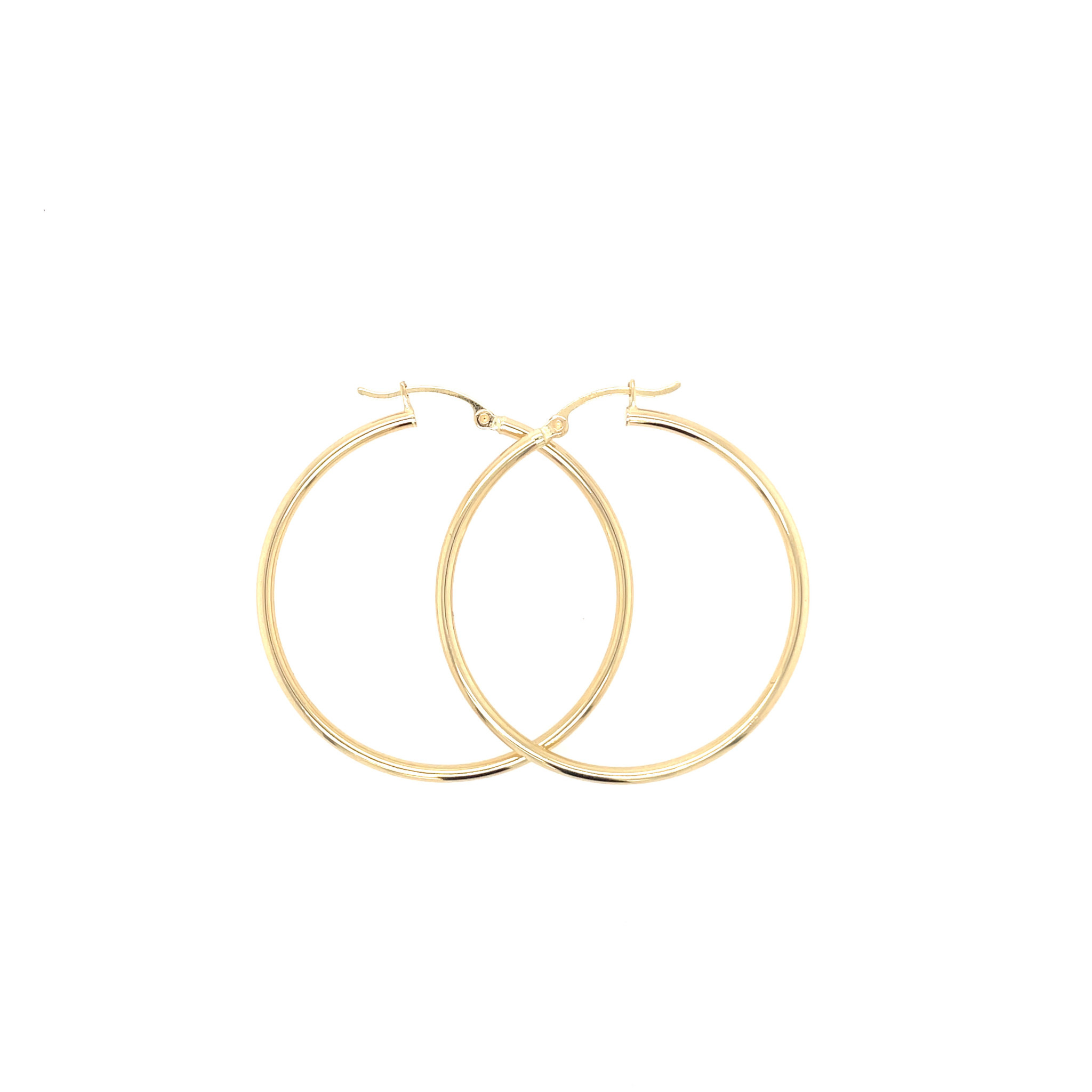 30030 14K.YELLOW GOLD THIN HIGH POLISHED HOOPS