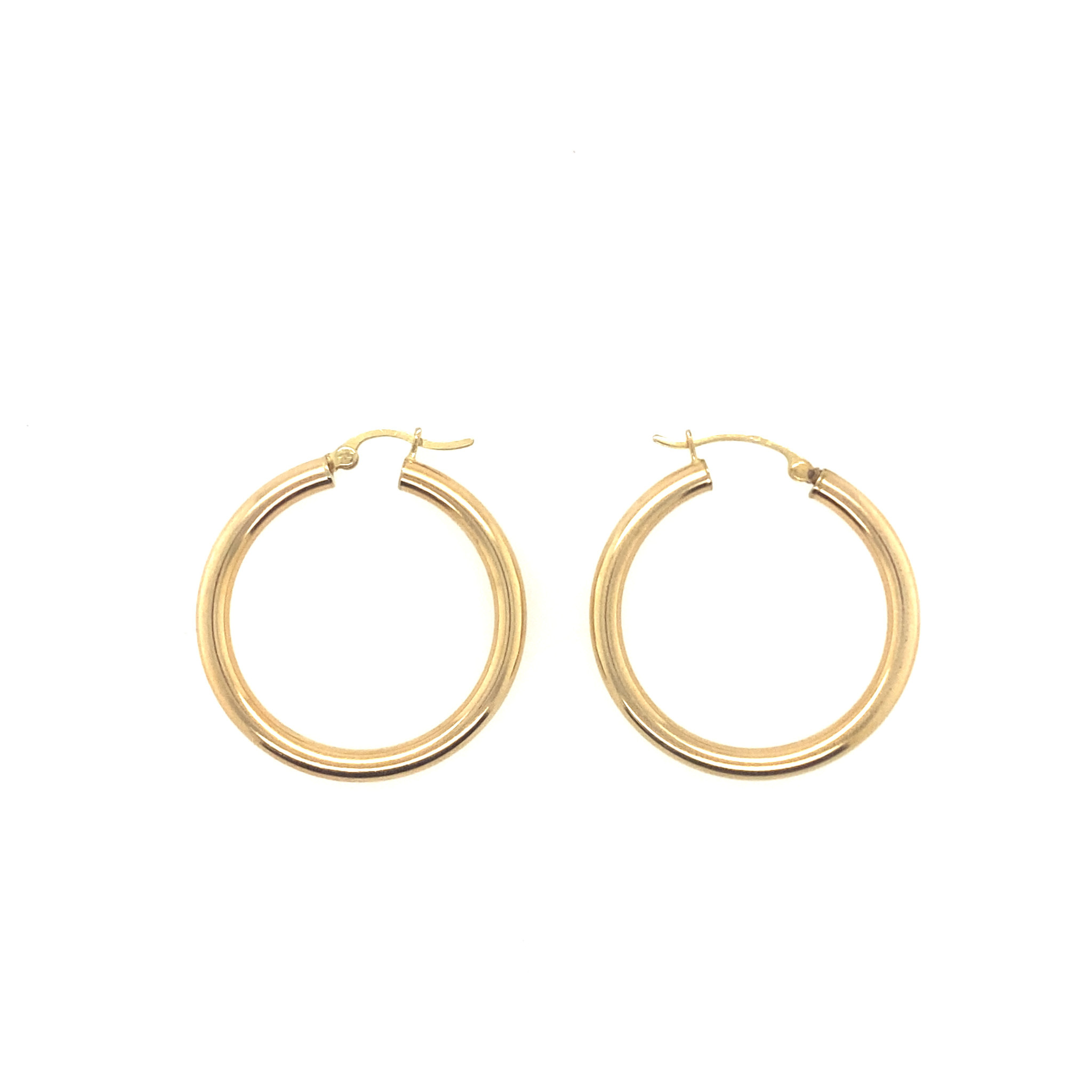 31887 14K YELLOW GOLD MEDIUM PLAIN TUBE HOOPS