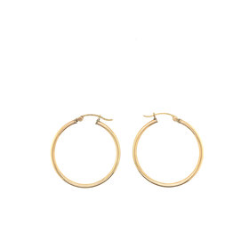 31012 14K YELLOW GOLD 1"   PLAIN HIGH POLISH 1.75MM TUBE  HOOPS