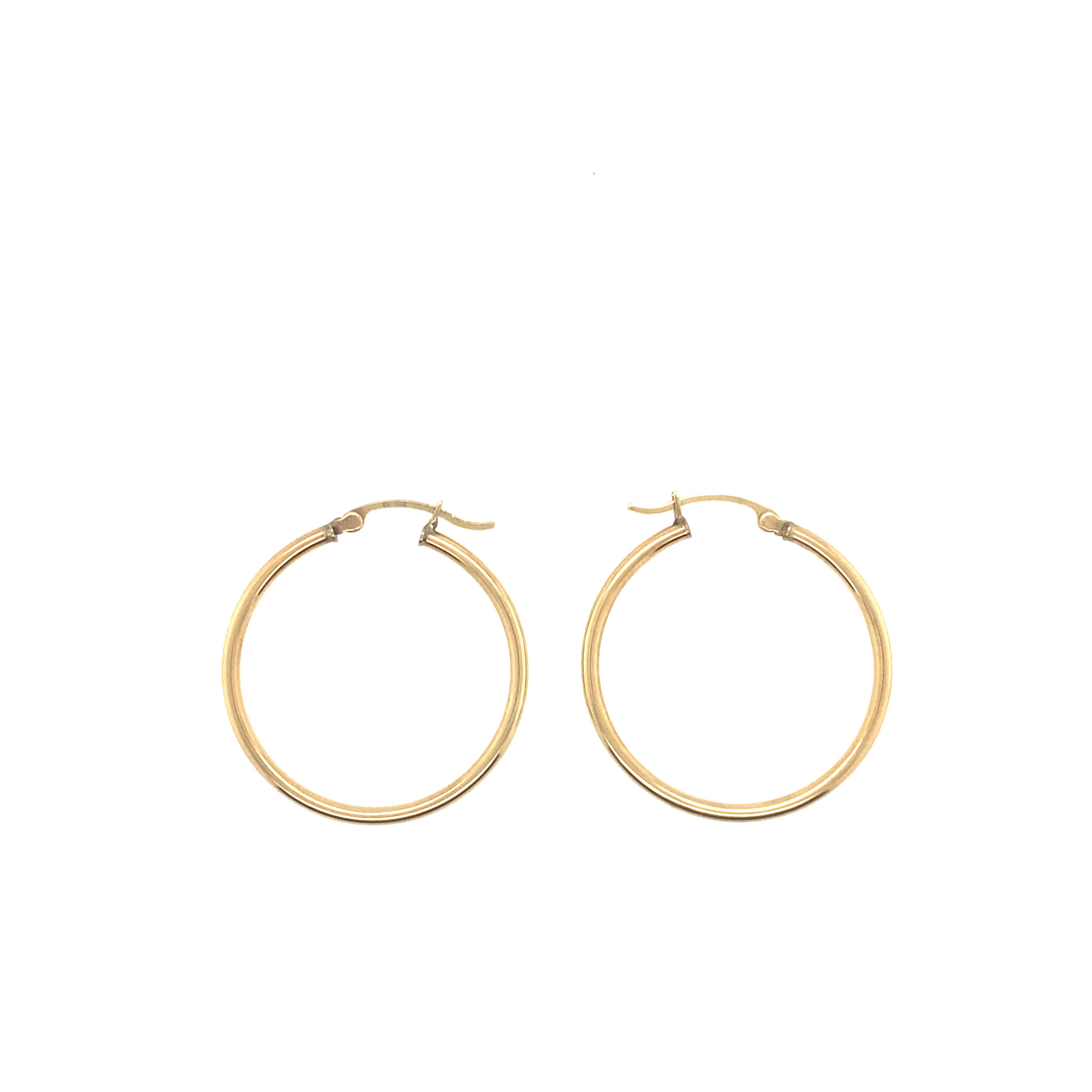 31012 14K YELLOW GOLD 1" PLAIN HIGH POLISH 1.75MM TUBE HOOPS