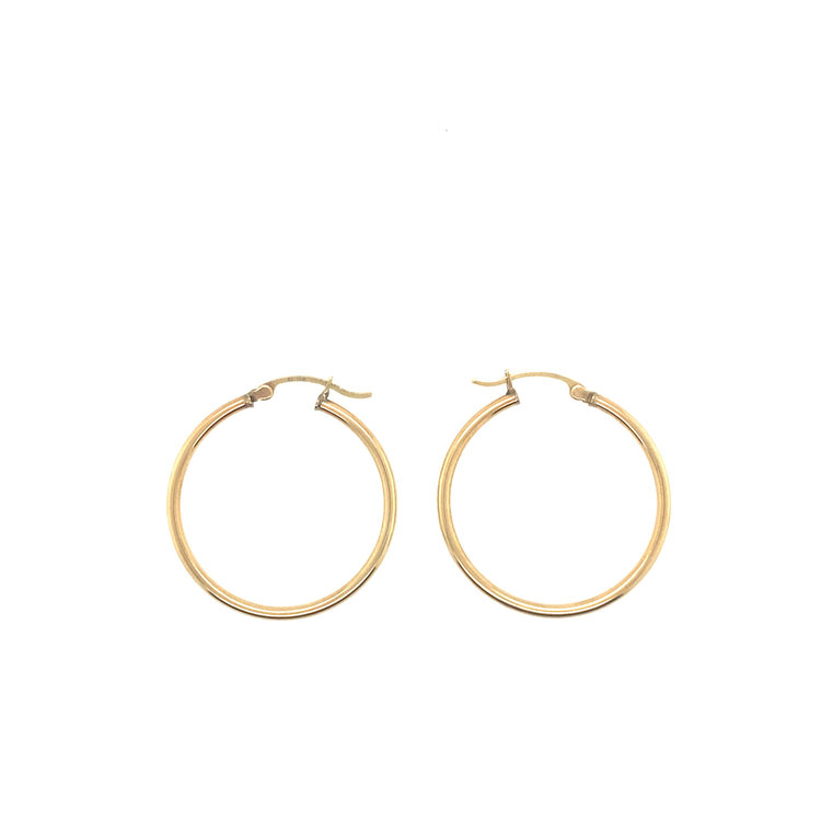 31012 14K YELLOW GOLD 1"   PLAIN HIGH POLISH 1.75MM TUBE  HOOPS