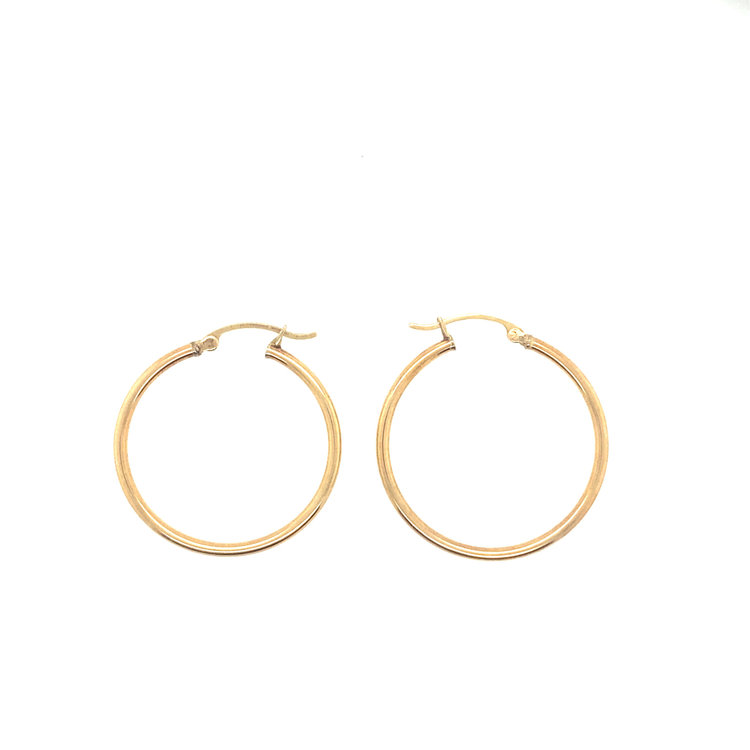 31012 14K YELLOW GOLD 1"   PLAIN HIGH POLISH 1.75MM TUBE  HOOPS