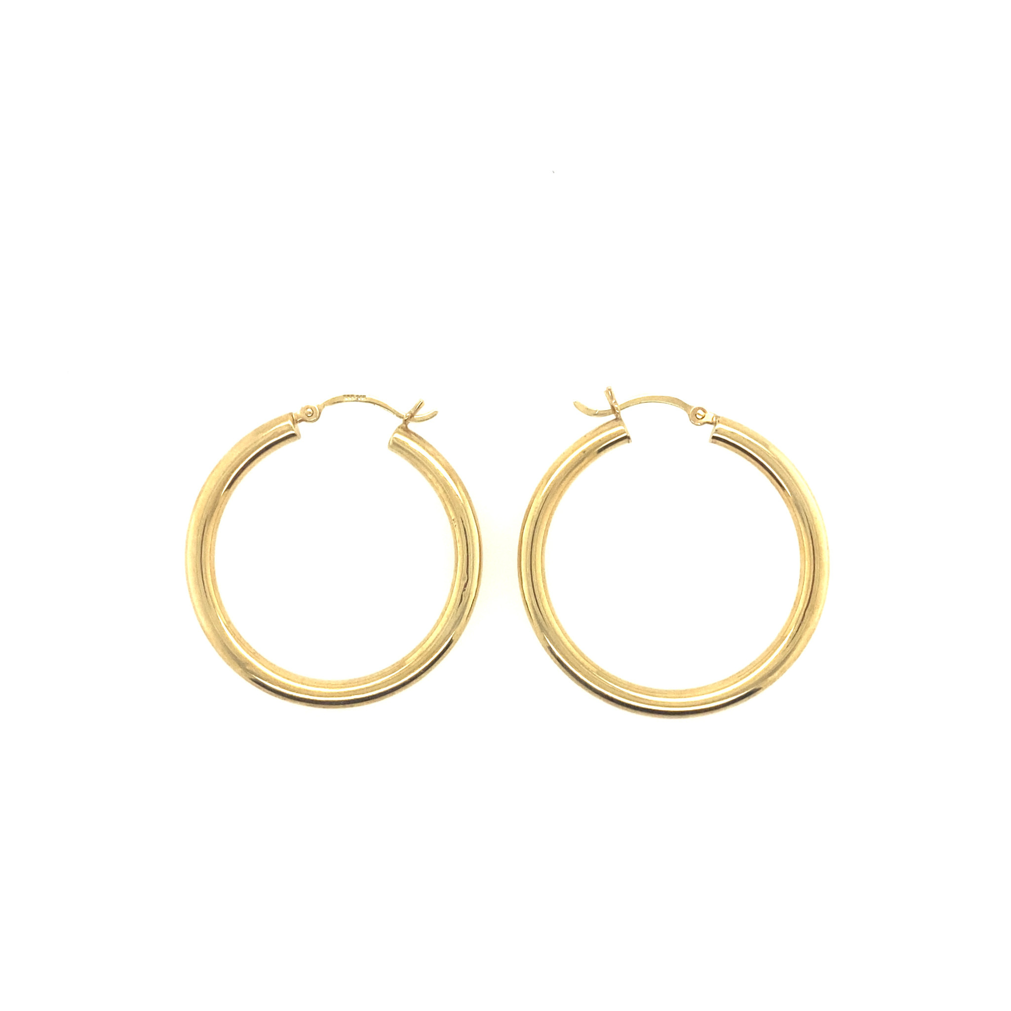 31570 14K YELLOW GOLD THICK TUBE 1.25'' PLAIN HOOPS