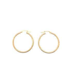 40587 14K. YELLOW GOLD 1.25" HIGH POLISH WITH SATIN FINISH HOOPS