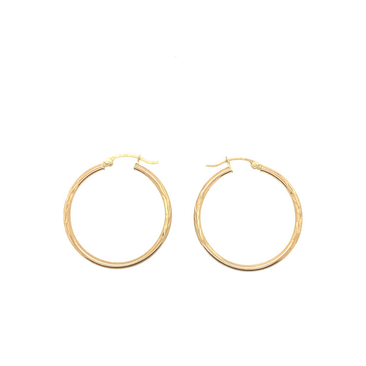 40587 14K. YELLOW GOLD 1.25" HIGH POLISH WITH SATIN FINISH HOOPS