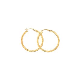 31646 14K. YELLOW GOLD 1.25" HIGH POLISHED TWIST HOOPS