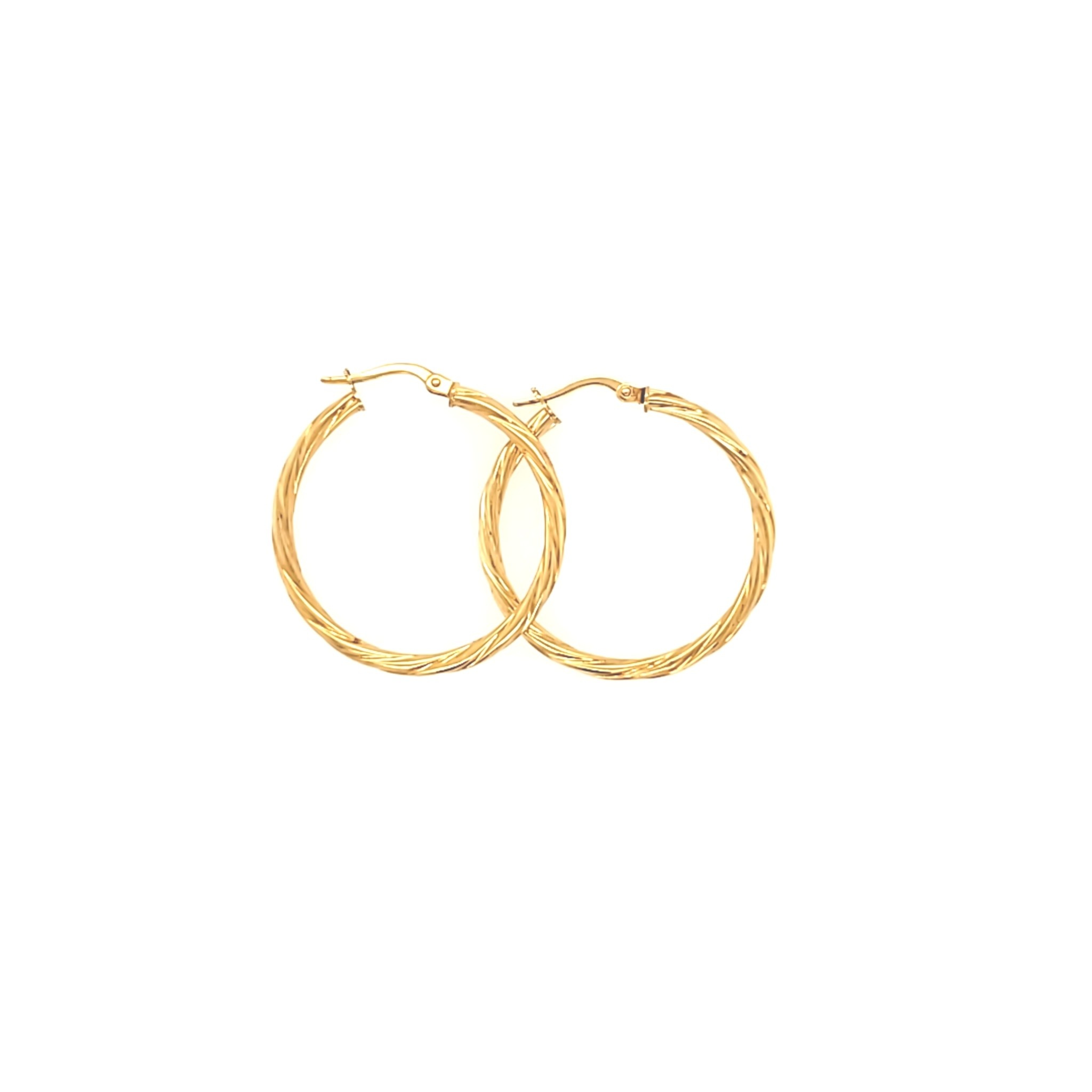 31646 14K. YELLOW GOLD 1.25" TWIST HOOPS
