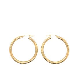 31983 14K YELLOW GOLD 1.25" DIAMOND CUT 3MM HOOPS