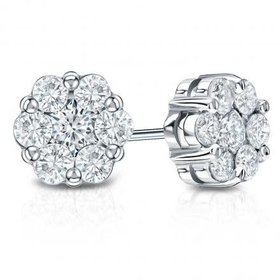 30324 14K WHITE GOLD .50CTW CLUSTER DIAMOND STUDS