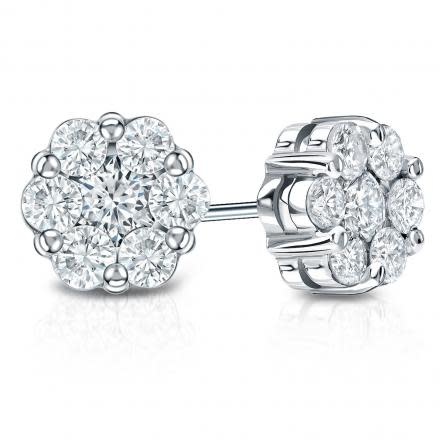 30324 14K WHITE GOLD .50CTW CLUSTER DIAMOND STUDS