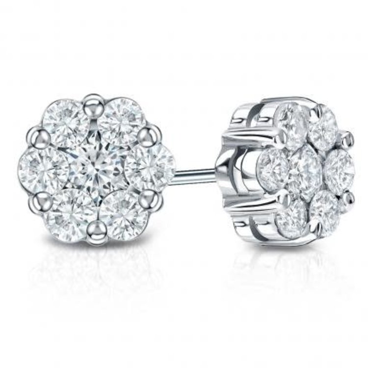 30324 14K WHITE GOLD .50CTW CLUSTER DIAMOND STUDS