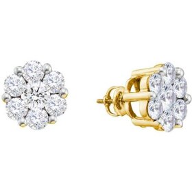 30325 14K YELLOW GOLD .50CTW CLUSTER DIAMOND SCREWBACKS