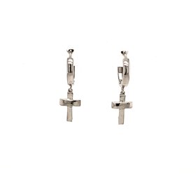38134 14K WHITE GOLD HIGH POLISH HANGING CROSS HUGGIES