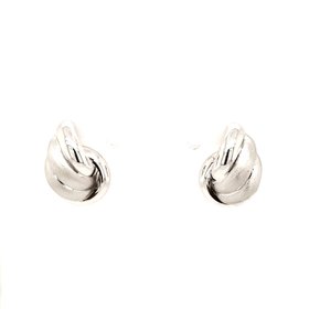 32260 14K WHITE GOLD SATIN AND HIGH POLISH SWIRL STUDS