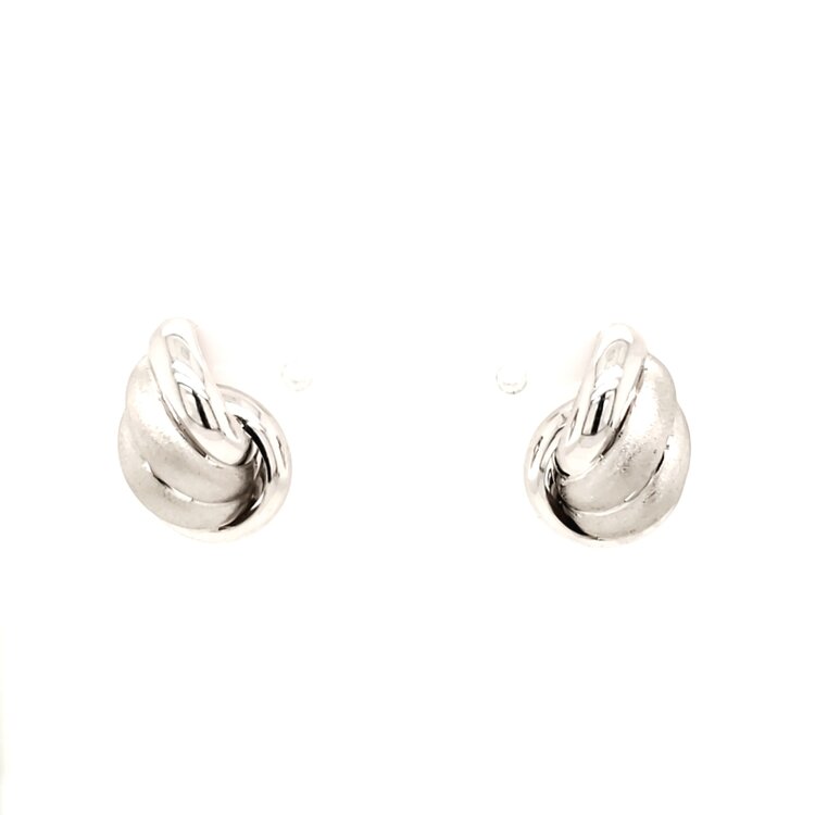 32260 14K WHITE GOLD SATIN AND HIGH POLISH SWIRL STUDS