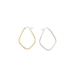30179 14K. 1'' TWO-TONE  OBLONG TRIANGLE SHAPED HOOPS