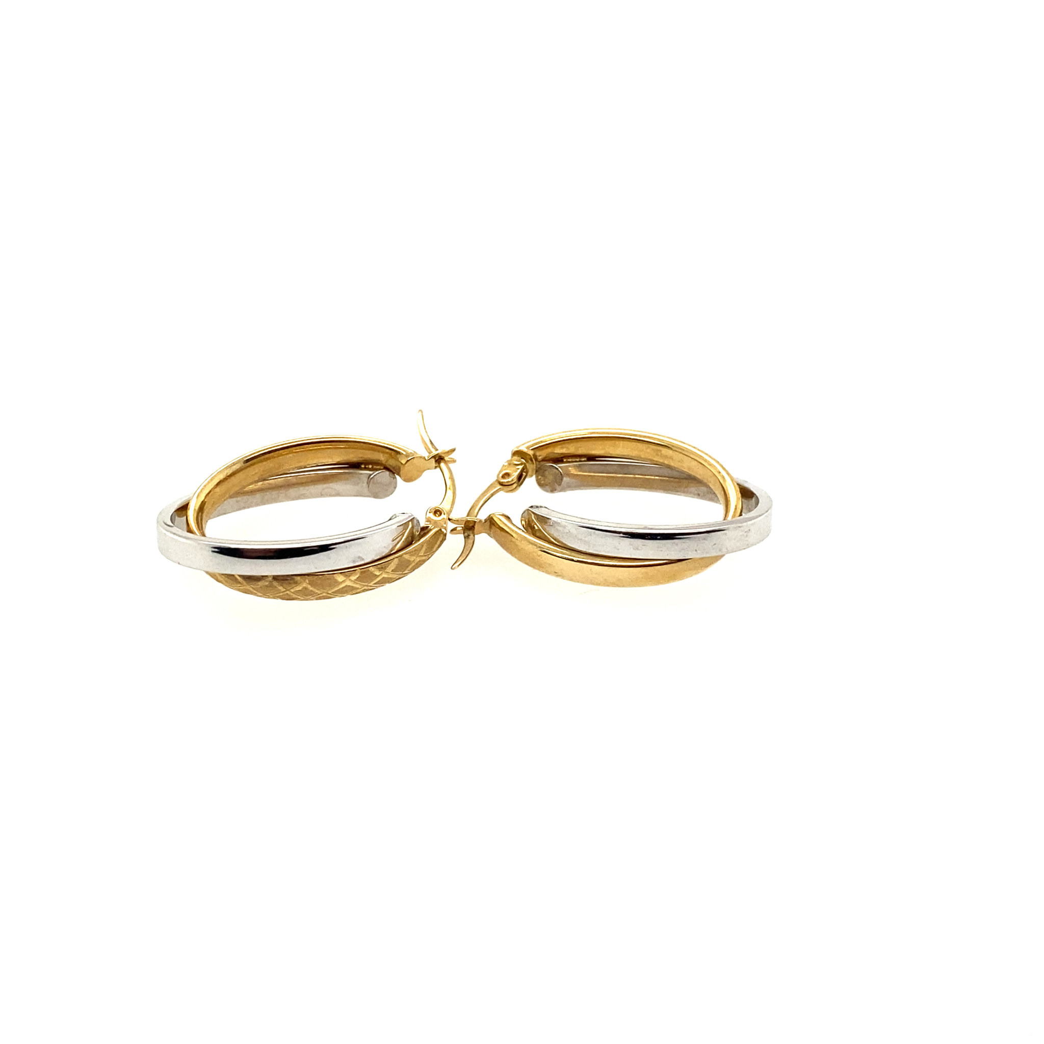 31239 14K 0.65'' TWO TONE DOUBLE OBLONG HOOPS