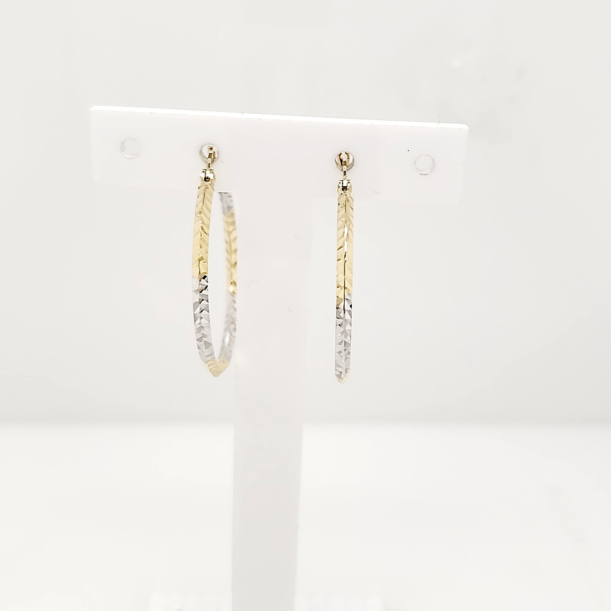 32512 14K TWO-TONE 1" DIAMOND CUT HOOPS