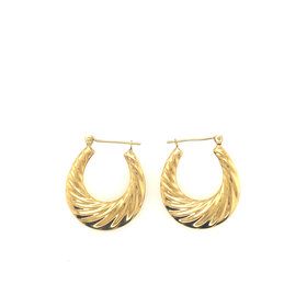 30101 14K  YELLOW GOLD 1"  SCALLOPED HOOPS