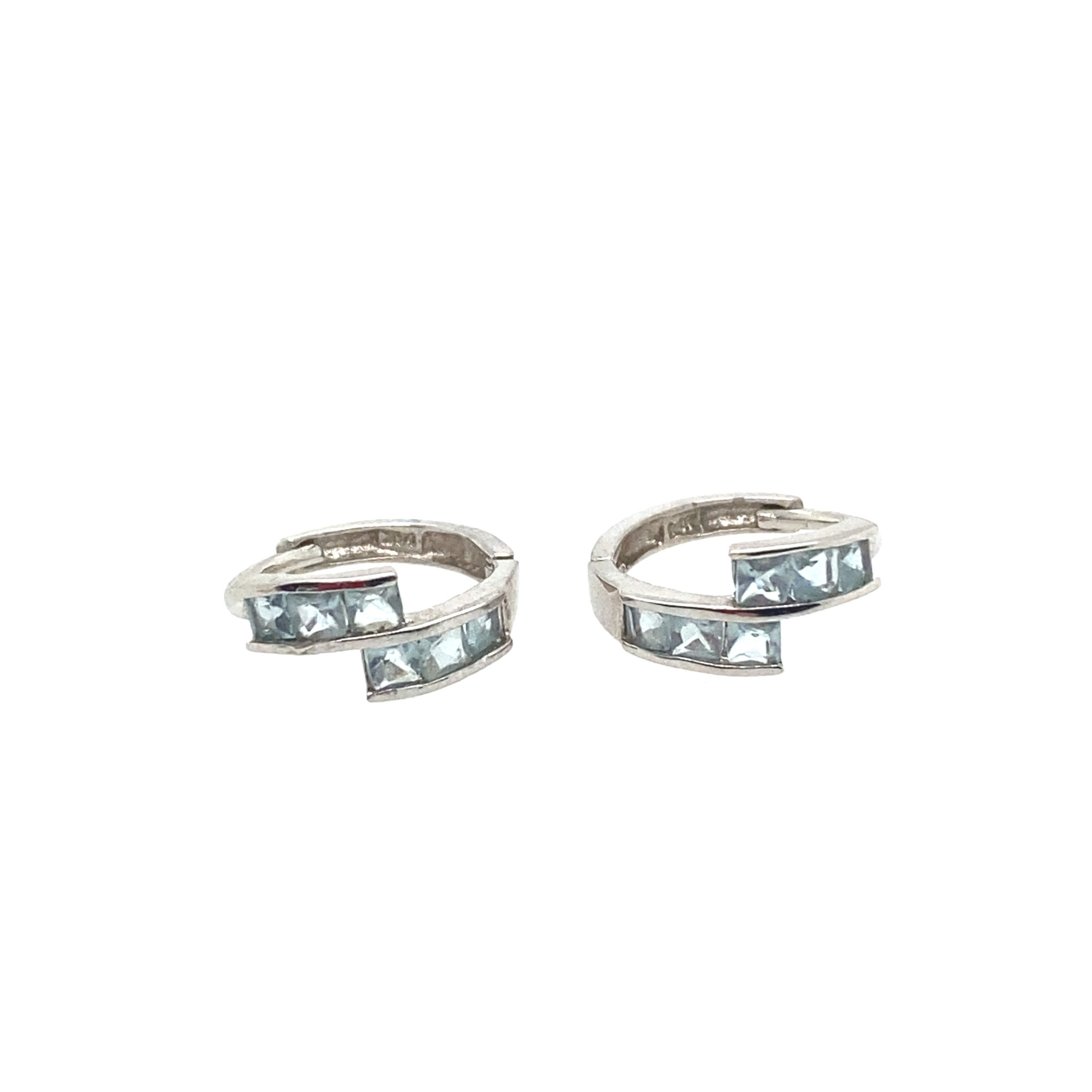 30709 14K WHITE GOLD COLOR GEMSTONE BYPASS HUGGIES