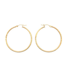 31009 14K YELLOW GOLD 1.5" 1.85MM DIAMOND CUT SATIN FINISH HOOPS