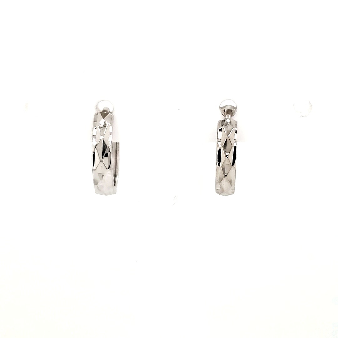 30194 14K WHITE GOLD DIAMOND CUT HUGGIES