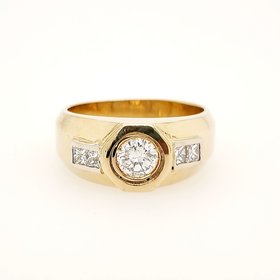 45058 14K YELLOW  1.05CT ROUND DIAMOND  MEN'S  RING