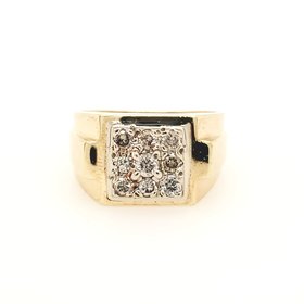 45026 14K YELLOW GOLD .37CT DIAMOND SQUARE MENS RING