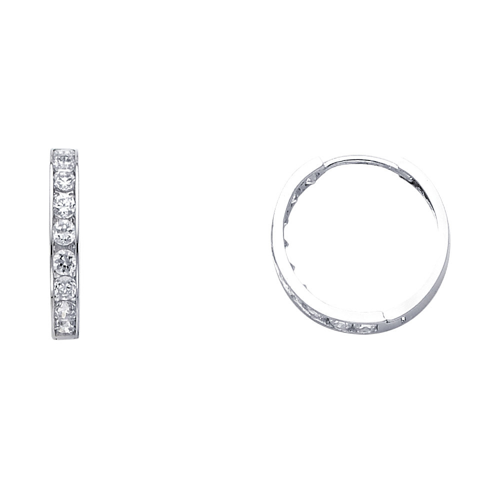 30196 14K WHITE GOLD CUBIC ZIRCONIA HUGGIES
