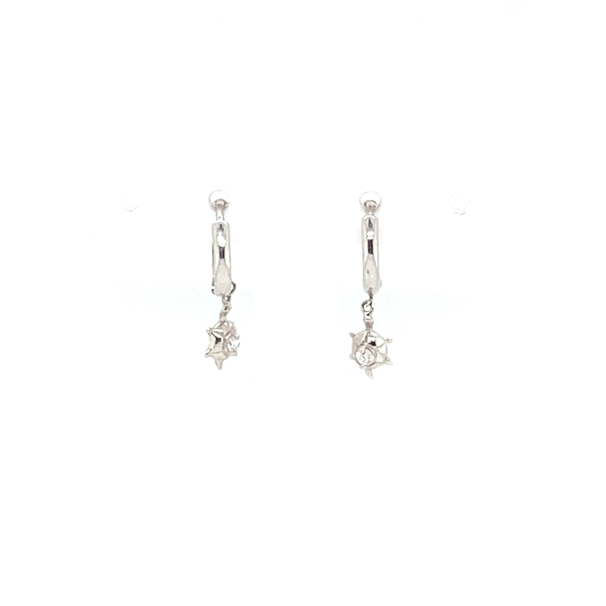 30506 14K WHITE GOLD CUBIC ZIRCONIA DANGLING TURTLE HUGGIES