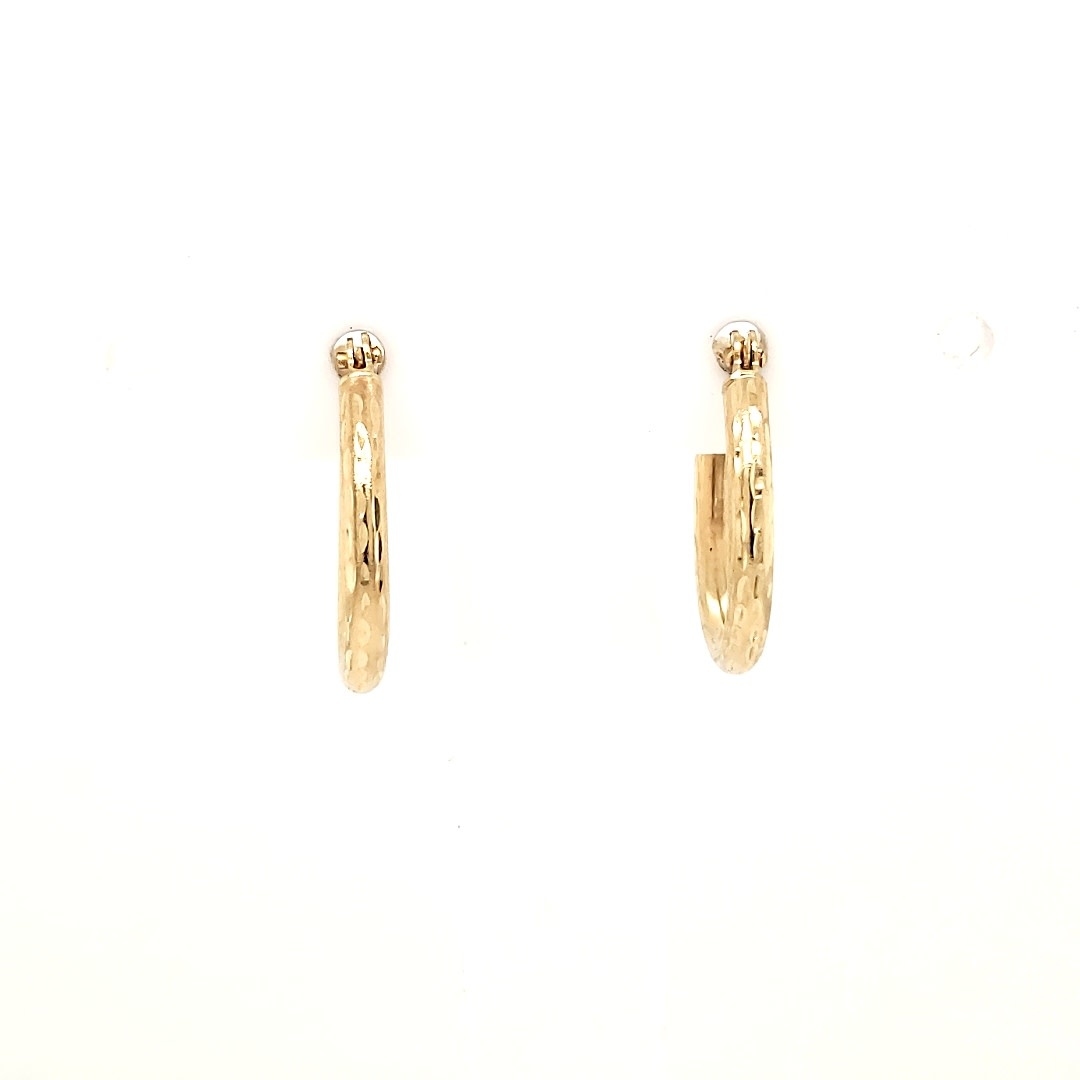 30094 14K YELLOW GOLD SMALL DIAMOND CUT HOOPS