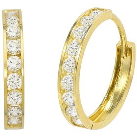 30043 14K YELLOW GOLD 0.45" CHANNEL SET CUBIC ZIRCONIA HUGGIES