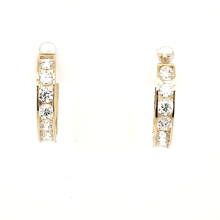 30095 14K YELLOW GOLD CHANNEL SET CUBIC ZIRCONIA HUGGIES