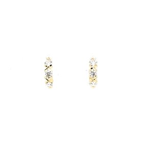 30114 14K YELLOW GOLD CUBIC ZIRCONIA & DIAMOND CUT X HUGGIES