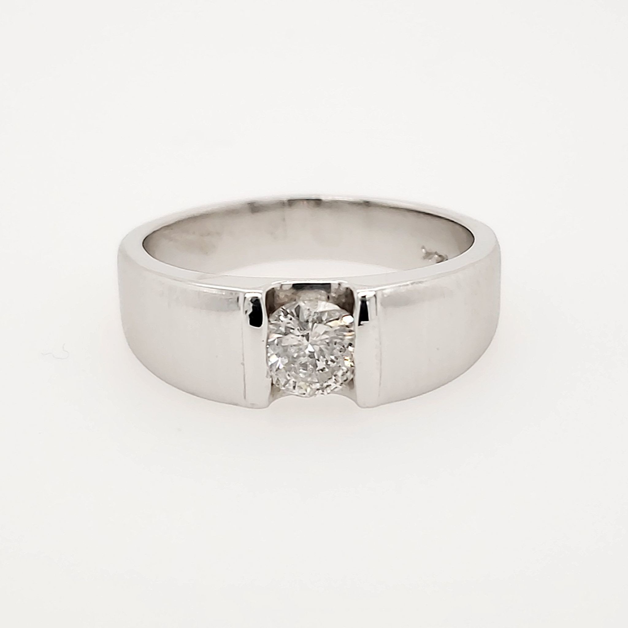 45075 14K WHITE GOLD.83CT DIAMOND TENSION SET SATIN FINISH MENS RING