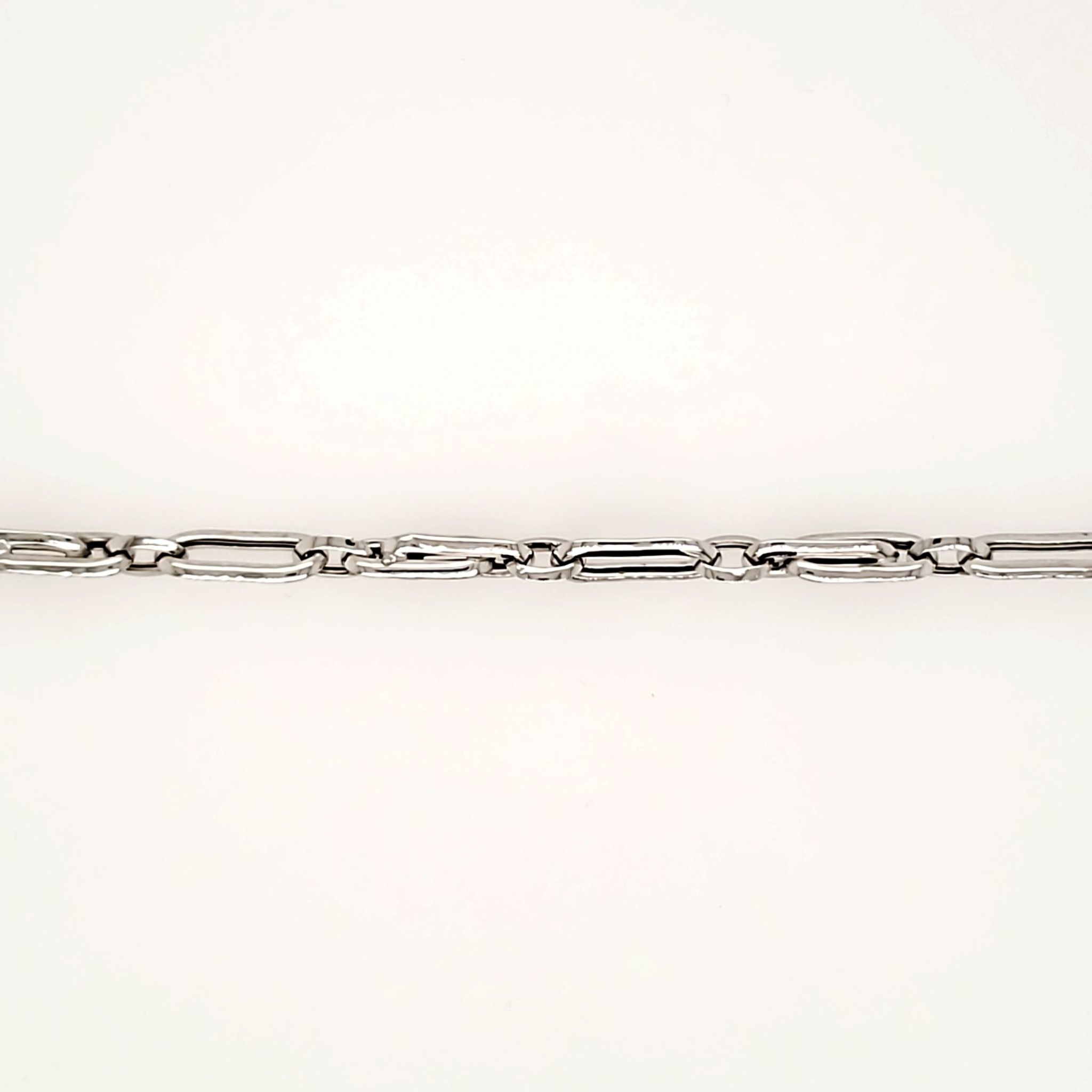 25061 14K WHITE GOLD 4.8MM OVAL LINK/BLUESTONE MENS BRACELET