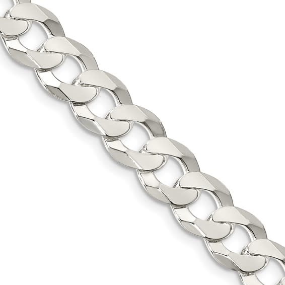 50152 14K WHITE GOLD 7MM FLAT CUBAN MENS BRACELET