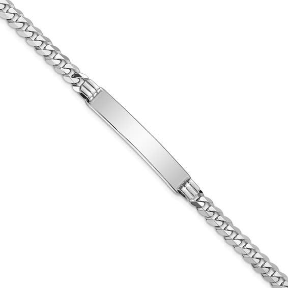 25028 14K WHITE GOLD 7MM ID BAR CUBAN MEN'S BRACELET
