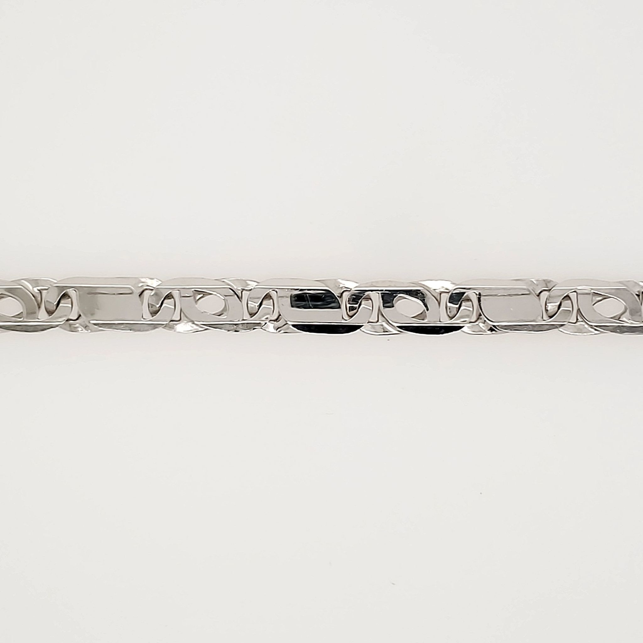 25039 14K WHITE GOLD 5.5MM TIGER EYE MENS BRACELET