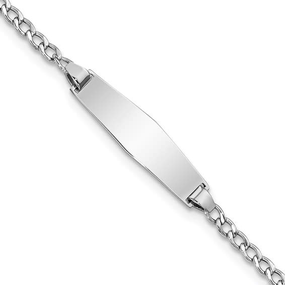 25094 14K WHITE GOLD 9MM ID BAR CUBAN LINK MENS BRACELET