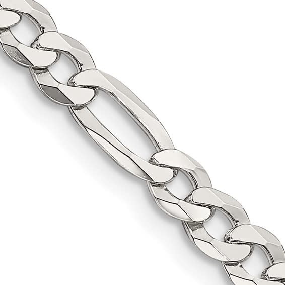 25000 14K WHITE GOLD 4.5MM FLAT 8" FIGARO MENS BRACLET